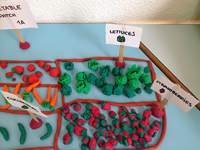 Plasticine vegetables in the classroom