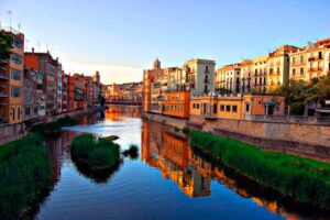 beautiful sunset in Girona, Catalonia, Spain