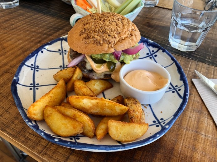 gluten free hamburger with french fries