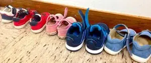 Toddler's shoes in a school in Spain