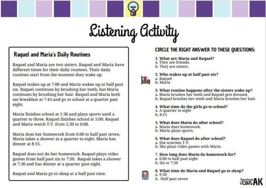 A listening activity to learn English