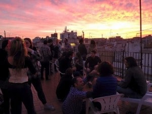 rooftop and sunset with friends in Barcelona
