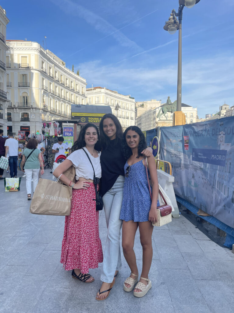 shopping with friends while visiting Spain