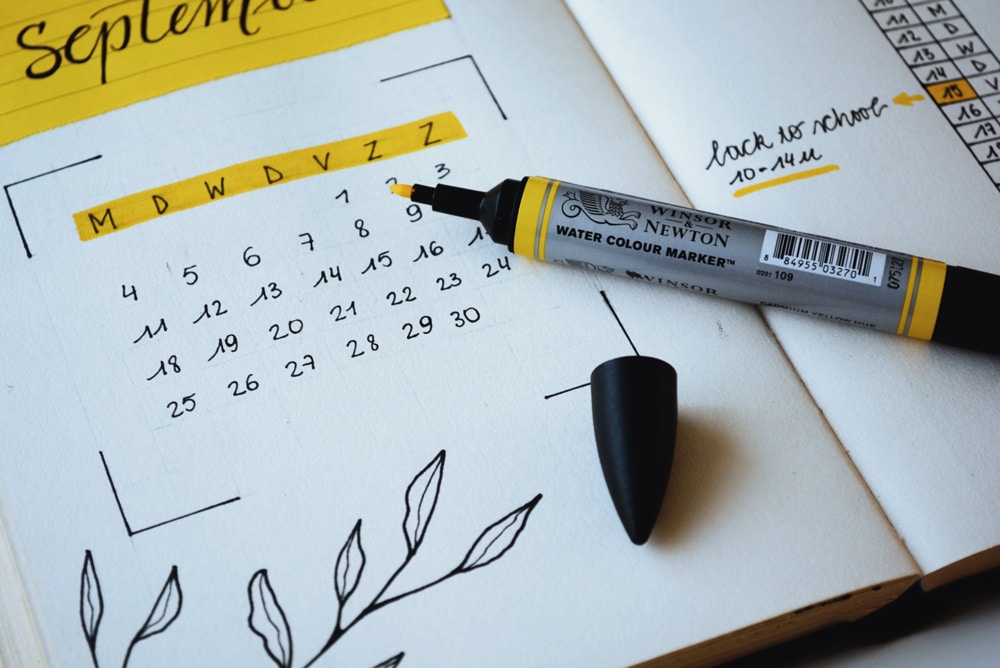 anteayer is a unique spanish word that means the day before yesterday. here we can see a calendar in a journal