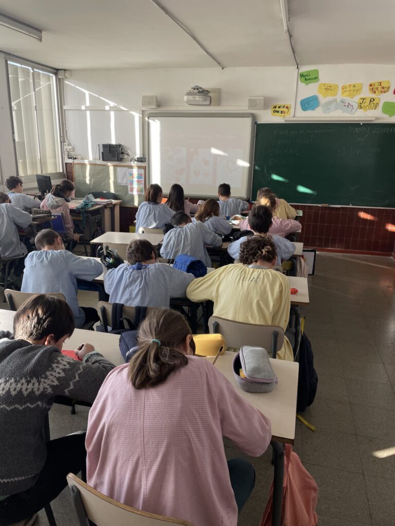 Students in a classroom at work