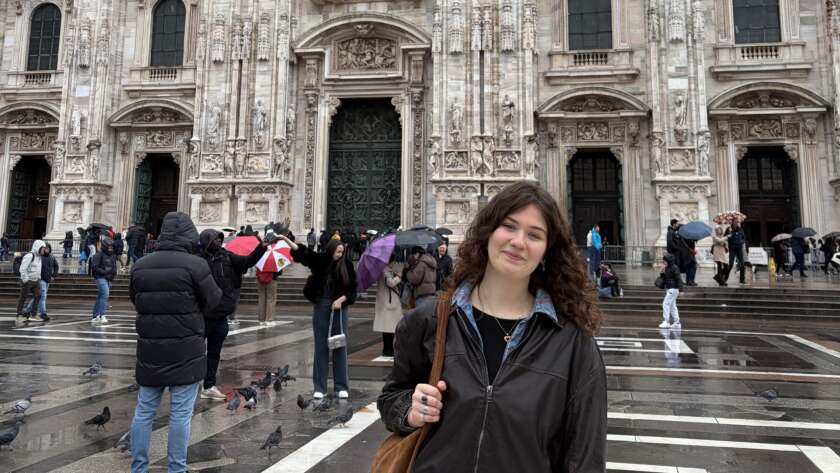 Victoria Thompson How I Travel On A Language Assistants Budget Me in front of the Milan Duomo in Milan Italy 1